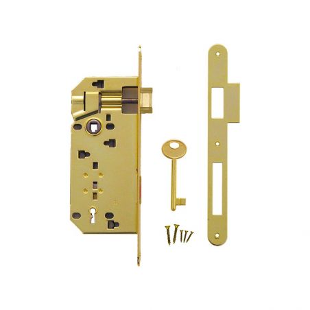 Kit serrure AGB Clé de chambre L laiton avec contre-plaque étroite droite