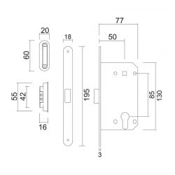 Kit serrure magnétique AGB 22 mm Cylindre (barillet) blanc avec contre-plaque ovale