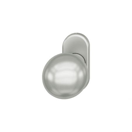 Bouton de porte fixe FSB 0802 sur rosace étroite ovale aluminium naturel