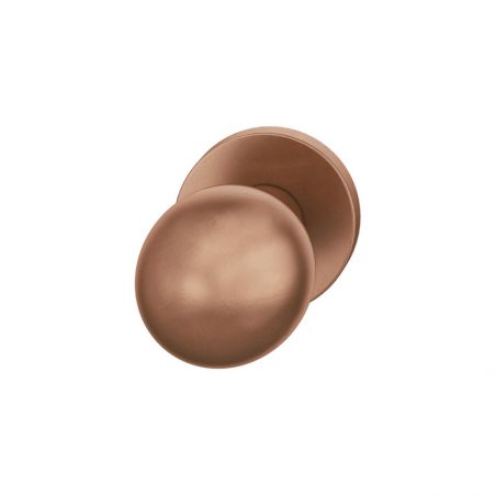 Bouton de porte fixe FSB 0802 sur rosace ronde bronze clair patiné