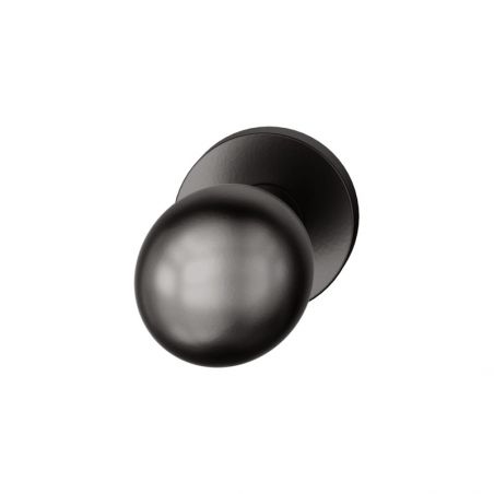 Bouton de porte fixe FSB 0802 sur rosace ronde noir mat RAL 9005