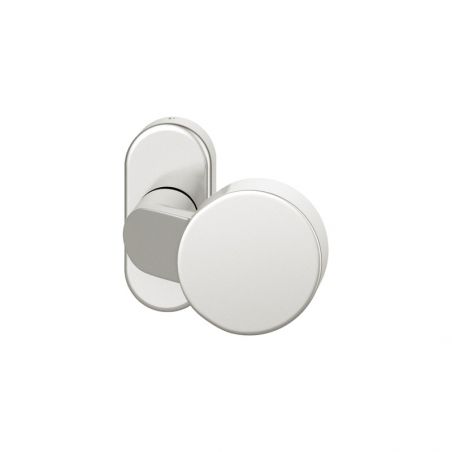 Bouton de porte fixe FSB 0809 sur rosace étroite ovale aluminium naturel