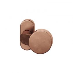 Bouton de porte fixe FSB 0809 sur rosace étroite ovale bronze clair patiné