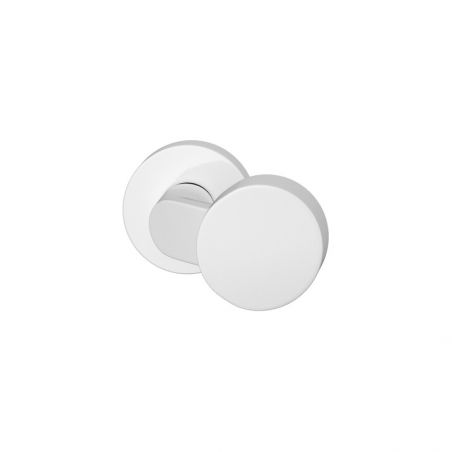 Bouton de porte fixe FSB 0809 sur rosace ronde blanc RAL 9016
