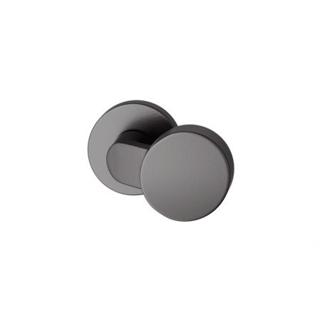 Bouton de porte fixe FSB 0809 sur rosace ronde noir mat RAL 9005