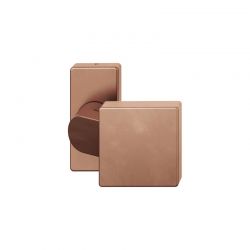 Bouton de porte fixe FSB 0812 sur rosace étroite rectangulaire bronze clair patiné
