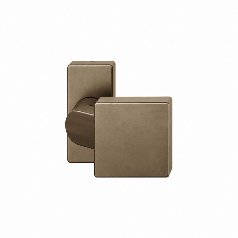 Bouton de porte fixe FSB 0812 sur rosace étroite rectangulaire bronze foncé patiné