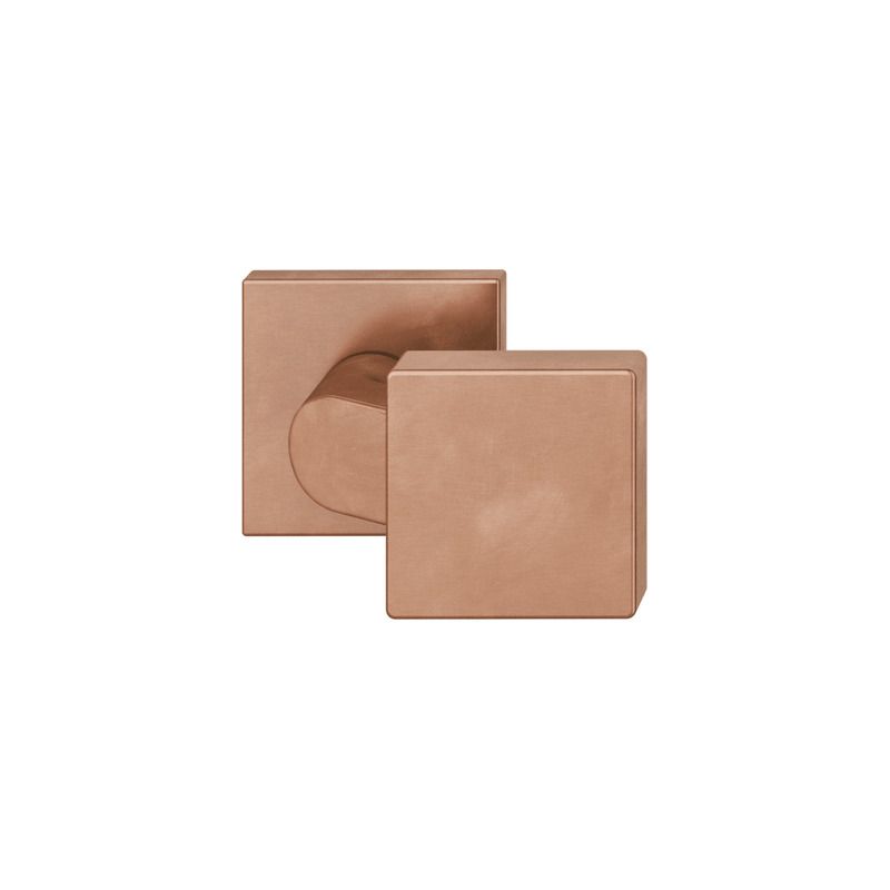 Bouton de porte fixe FSB 0812 sur rosace carrée bronze clair patiné