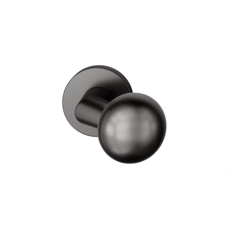 Bouton de porte fixe FSB 0846 sur rosace ronde noir mat RAL 9005