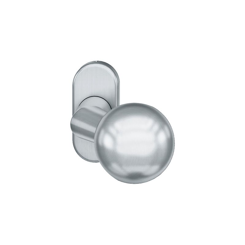 Bouton de porte fixe FSB 0846 sur rosace étroite ovale inox brossé mat