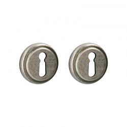 Paar sleutelrozetten BB 324 antiek tin Quincalux