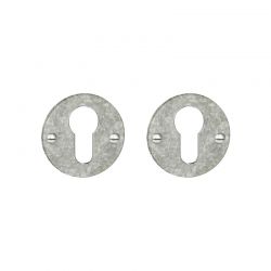 Paar cilinderrozetten PZ 069 antiek tin Quincalux