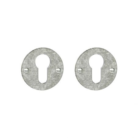 Paar cilinderrozetten PZ 069 antiek tin Quincalux