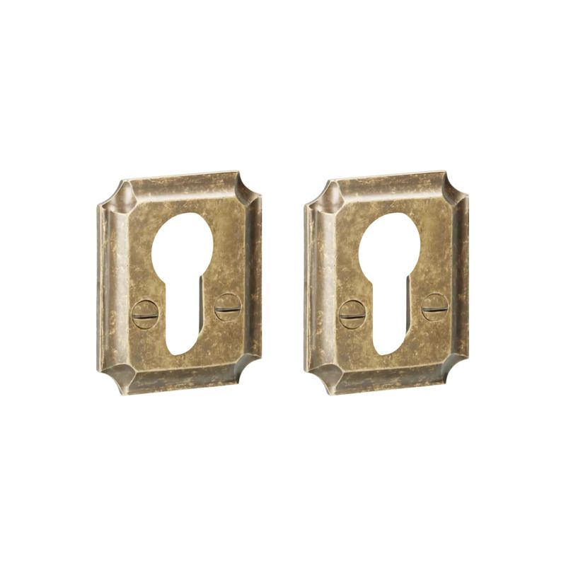 Paire de rosaces pour cylindre I 086 laiton antique Quincalux