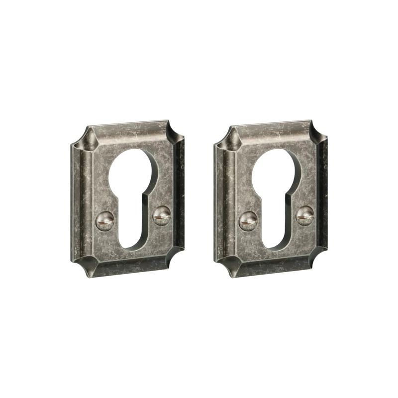 Paar cilinderrozetten PZ 086 antiek tin Quincalux