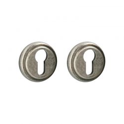 Paar cilinderrozetten PZ 324 antiek tin Quincalux