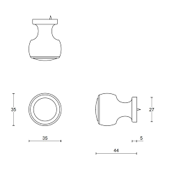 Bouton de meuble inox poli LAZARO ROSA-VIOLAN LZ35M IP