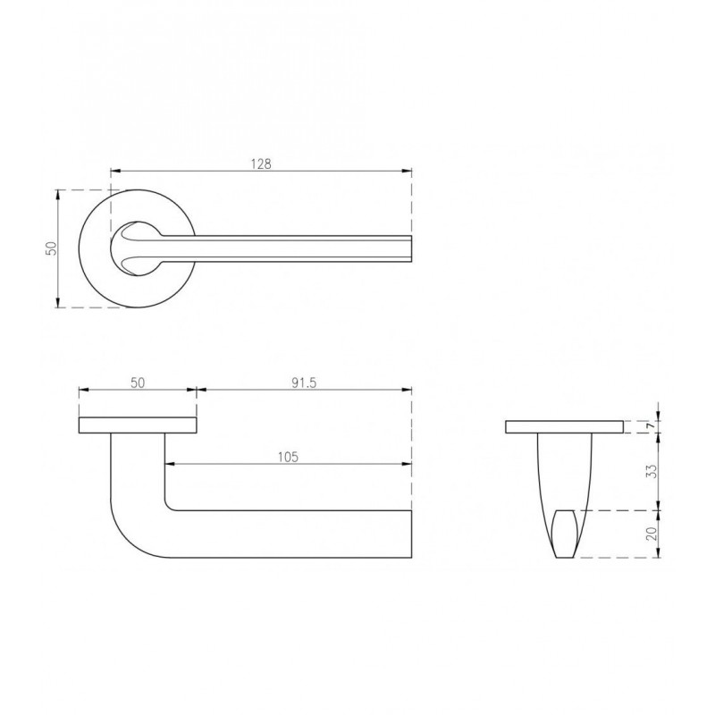 Poignée de porte Aprile AT Oleandro R 7S MSC finition chrome satiné